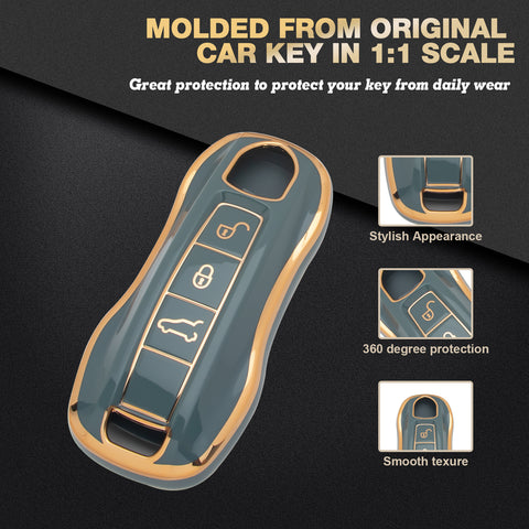 2Pcs White TPU Full Cover Key Fob Holder For Porsche 911 Carrera Taycan 2020-up