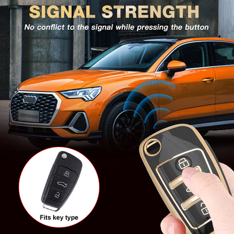 2X TPU Full Cover Flip Smart Key Fob Cover For Audi A1 A3 A4 A6 A8 Quattro