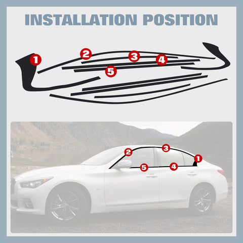 Gloss Black Chrome Delete Blackout Window Cover Decal For Infiniti Q50 2016-2020