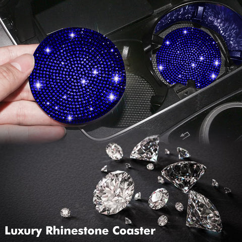2pcs Cute Bling Car Cup Holder Coaster with Rhinestone Auto Interior Accessories
