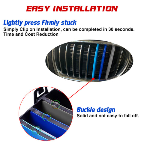 x xotic tech M-Colored Stripe Grille Insert Trims Compatible with BMW 7 Series F01/F02 2013 2014 2015 730i 740i 750i 760i 730Li 740Li 750Li 760Li Kidney Grill (9-Beams Standard Grille)