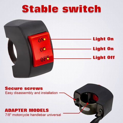 x xotic tech Motorcycle Handlebar Switch Fog Light Spotlight Switch, 7/8" 12V Driving Halo ON/ON/Off Switch 3 Position Control Universal