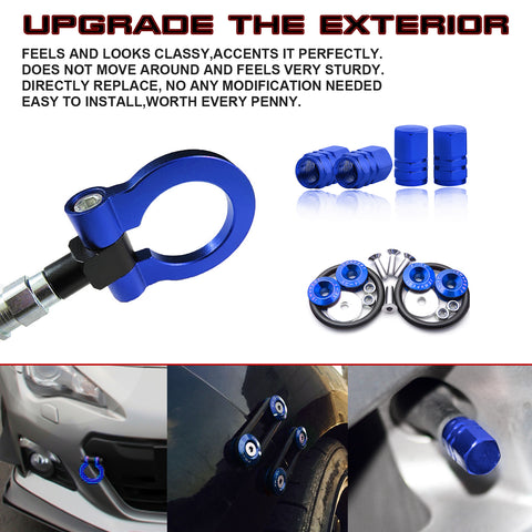 Blue Tow Hook+Tire Valve Stem+Quick Release Fasteners For Subaru Impreza 2017+