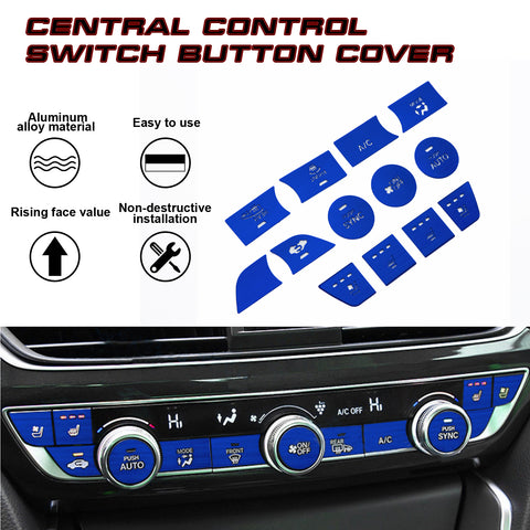 13Pcs Red Aluminum Center Dashboard Switch Cover Trim For Honda Accord 2018-2021