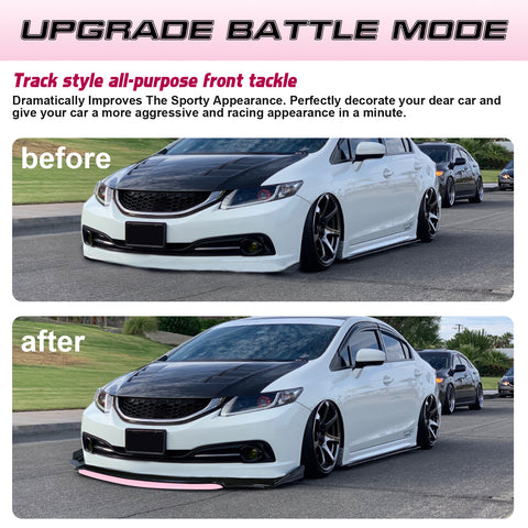 Xotic Tech Front Bumper Lip Chin Spoiler Splitter Diffuser Protector Body Kit Compatible with Honda Accord Civic or Volkswagen MK5 MK6 MK7 or Kia Optima or Mitsubishi Lancer, 4pcs