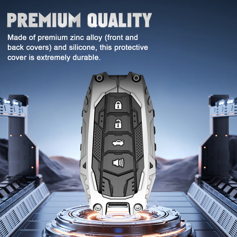 x xotic tech Mech Style Heavy Metal Key Fob Cover Compatible with Toyota Venza Sienna Tundra RAV4 Land Cruiser Corolla Highlander Camry, Zinc Alloy Key Case Protector Shell Keychain(E-Style)