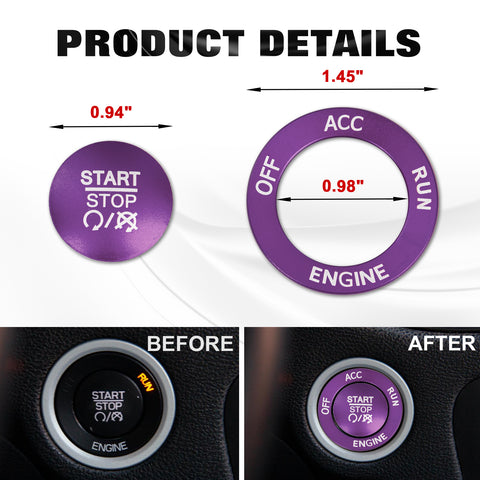 Keyless Engine Push Start Button & Surrounding Ring For Dodge Charger Challenger