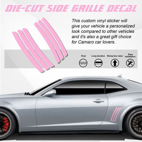 Xotic Tech 6pcs Car Body L&R Side Vent Insert Stripe Decal Vinyl Inlay Side Vent Gill Sticker Compatible with Chevrolet Camaro 2010-2015