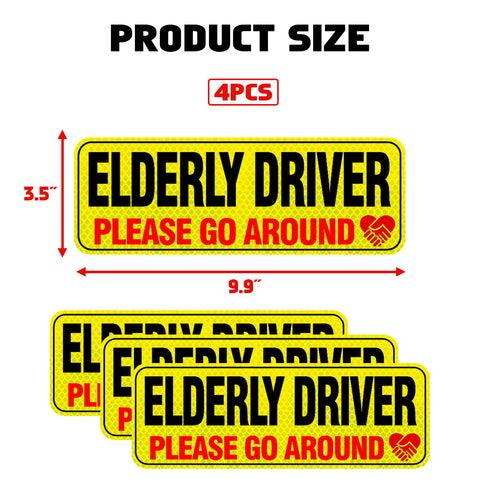 x xotic tech Elderly Driver Car Magnet Reflective Senior Driver Magnet Signs for Car Old People Gag Gifts Yellow Sign Magnetic Bumper Sticker for Grandma Grandpa