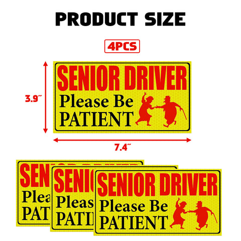 x xotic tech Elderly Driver Car Magnet Reflective Senior Driver Magnet Signs for Car Old People Gag Gifts Yellow Sign Magnetic Bumper Sticker for Grandma Grandpa