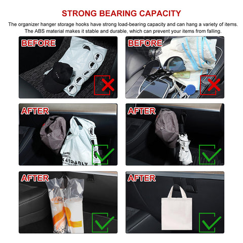 Glove Box Hanger Clip Hooks+Door Handle Armrest Organizer For Model 3 2017-2023