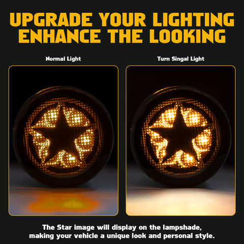 x xotic tech Smoked Lens Turn Signal Lights White Halo Ring DRL Amber LED Front Grill Indicator Parking Lights Lamp Assembly Replacement Compatible with Jeep Wrangler JK JKU 2007-2018