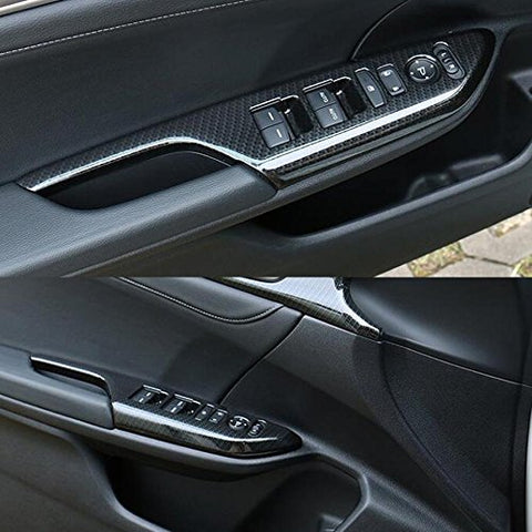Carbon Fiber Black Door Armrest Window Switch Frame Cover Trim For Civic 16-2021