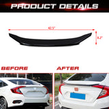 Xotic Tech 4DR JDM Style Glossy Black Rear Trunk Lip Wing Spoiler Compatible with Honda Civic 2016-2021 10th Gen