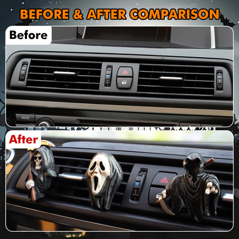 Skull Car Air Fresheners Vent Clips for Halloween Car Interior Decorations