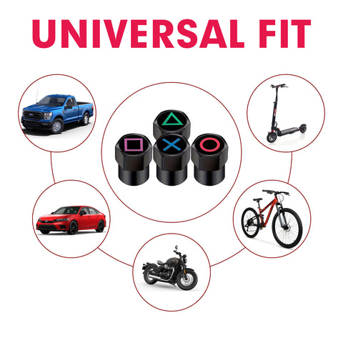 x xotic tech 4pcs Korean Game Style Tire Valve Stem Cover Caps Anodized Aluminum Alloy, Corrosion Resistant Leak-Proof Wheel Valve Cap Set, Universal for Cars Trucks Motorcycles SUVs