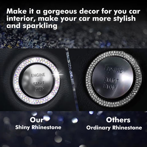 1/2 Packs Bling Diamond Car Engine Start Stop Button Surround Decor Ring Cover
