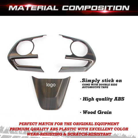 Wood Grain Steering Wheel w/ Bottom Piece Cover For Toyota RAV4 2019-2024