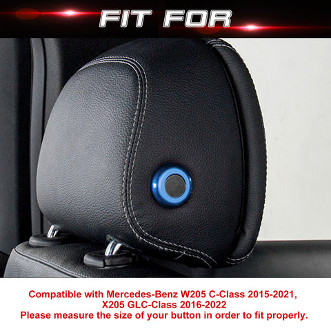 2x Blue Inner Seat Headrest Button Ring Cover Trim For W205 2015-2021 X205 2016-2022