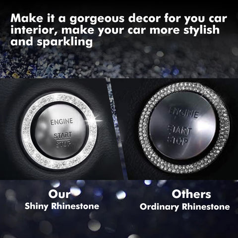 1/2 Packs Bling Diamond Car Engine Start Stop Button Surround Decor Ring Cover