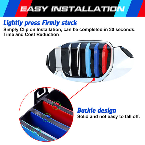 Front 5-Beam Kidney Grille M-Colored Strip Insert Clip Cover For BMW X1 2023-up