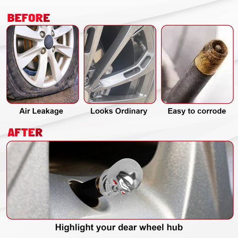 Skull Style Tire Stem Valve Caps Wheel Valve Covers Car Dustproof Tires Cap 8pcs