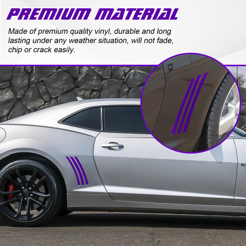 Xotic Tech 6pcs Car Body L&R Side Vent Insert Stripe Decal Vinyl Inlay Side Vent Gill Sticker Compatible with Chevrolet Camaro 2010-2015