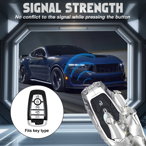 x xotic tech Heavy Key Fob Cover, Zinc Alloy Key Protective Case Keychain Compatible with Ford Explorer Fusion Escape Edge Expedition F150 F250 F350 F450 F550 Maverick Mustang Accessories 3/4/5 Buttons