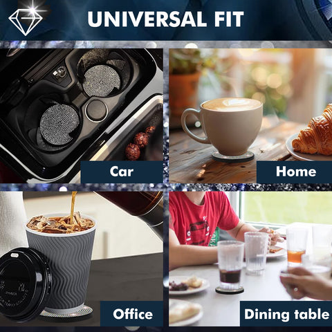 2pcs Cute Bling Car Cup Holder Coaster with Rhinestone Auto Interior Accessories