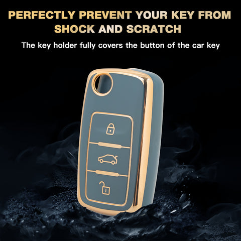 2X White TPU Full Cover Flip Remote Key Fob Cover For VW Tiguan Golf GTI Passat