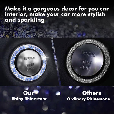 1/2 Packs Bling Diamond Car Engine Start Stop Button Surround Decor Ring Cover