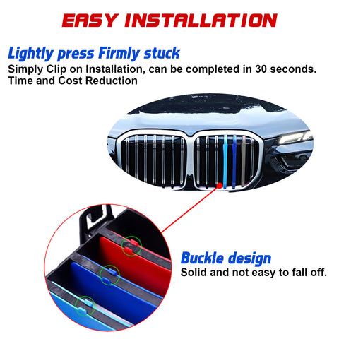 Tri-Colored Front Center Kidney Grille Strips Clip Cover For BMW X7 G07 2023+