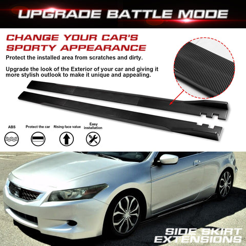 86.5 Inch/2.2M Car Lower Side Skirts Protect Rocker Panel Splitter Winglets Diffuser Bottom Line Extension Body Kit Universal Fit Most Vehicles (Cabron Fiber Pattern w/ Carbon Fiber Strip)