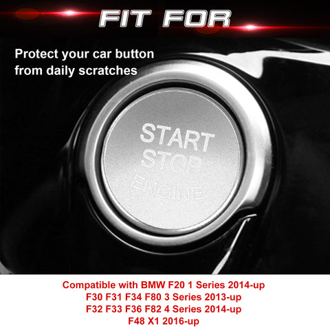 Aluminum Keyless Start Engine Stop Push Button Stickers Cover Trim Compatible with BMW 1 2 3 4 X1 Series F20 F22 F30 F32 F48 (Silver)