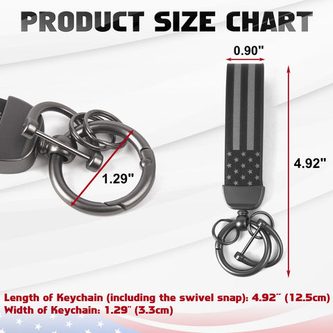 x xotic tech American USA Flag Car Keychain with Zinc Alloy D-Ring 360 Degree Rotatable Anti-Lost Auto Key Chain, Universal Fit for Truck, Ford, Jeep, Men Car Accessories