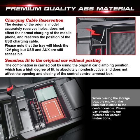 Center Console Armrest Organizer Storage Insert Tray For Ford Explorer 2020-2025