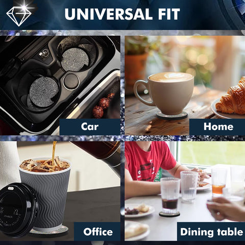 2pcs Cute Bling Car Cup Holder Coaster with Rhinestone Auto Interior Accessories