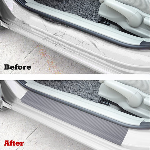 3D/4D Carbon Fiber Texture Door Sill Vinly Scratch Protection Cover Sticker