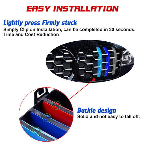 Tri-Colored Front Diamond Grille Strips Clip Cover For BMW 3 Series G20 2023-up