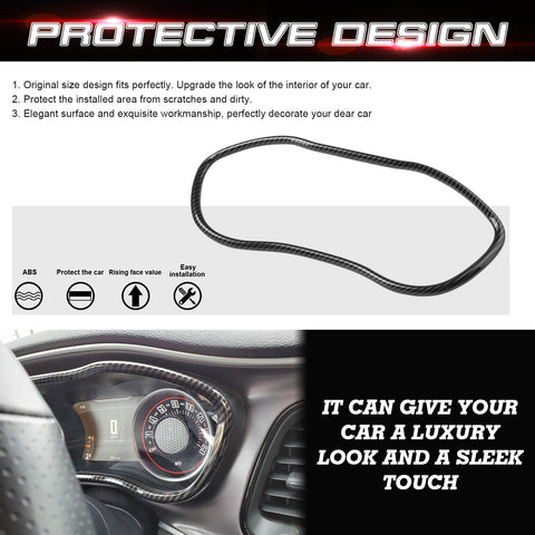 Car Interior Dashboard Display Screen Frame Cover Trim Accessories Decoration, Carbon Fiber Pattern, Compatible with Dodge Challenger 2015-2023