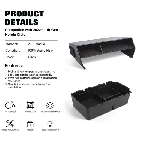 Center Console Insert Tray Armrest Box Storage Organizer For Honda Civic 2022-up