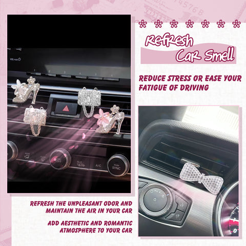 Bling Car Air Fresheners Rhinestone Diffuser Vent Clips Decor Universal Fit