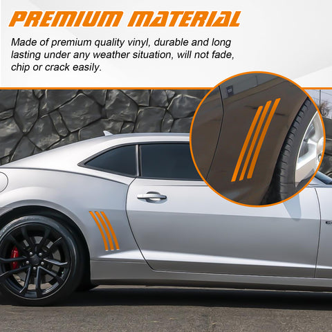 Xotic Tech 6pcs Car Body L&R Side Vent Insert Stripe Decal Vinyl Inlay Side Vent Gill Sticker Compatible with Chevrolet Camaro 2010-2015