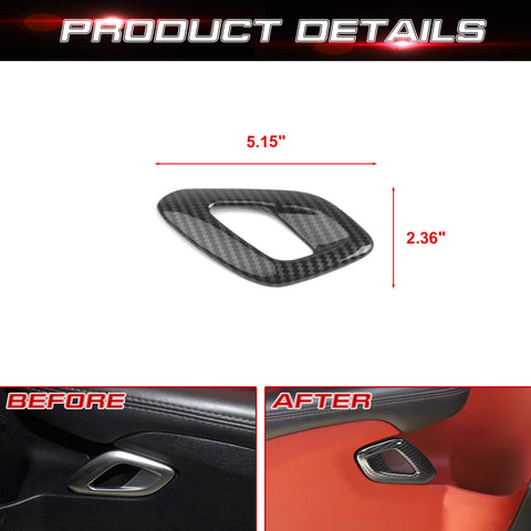 Car Interior Door Handle Cover Trim Accessories Decoration, Carbon Fiber Pattern, Compatible with Dodge Challenger 2015-up