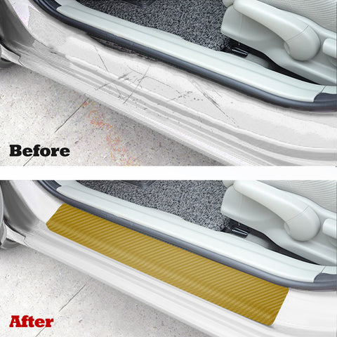 3D/4D Carbon Fiber Texture Door Sill Vinly Scratch Protection Cover Sticker