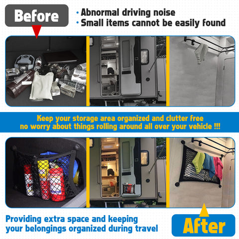 2pcs Small Cargo Net Elastic Pocket Storage Mesh Net for Car Trunk Net, RV, Boat