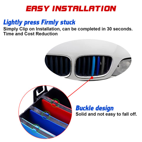 Tri-Colored Front Center Kidney Grille Strips Clip Cover For BMW X5 E53 2004-06