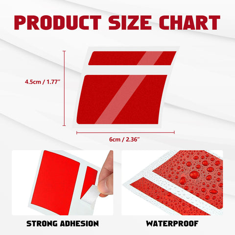 6Pcs Red Car Reflective Sporty Racing Style Tire Rim Stickers For 18-21 Inch Wheels