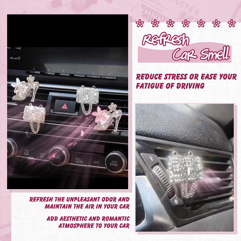 Bling Car Air Fresheners Rhinestone Diffuser Vent Clips Decor Universal Fit