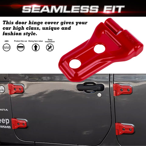 x xotic tech Door Hinge Cover Trim Decoration Exterior Accessories Compatible with Jeep Wrangler JL JLU 2018-up & Gladiator JT Truck 2020-up (8Pcs)